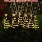 Solar Spiral Christmas Tree Lights Waterproof for Path Yard Garden Landscape