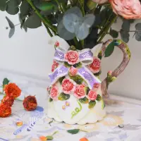 在飛比找momo購物網優惠-【Function art 藝術瓷】柔情玫瑰 陶瓷玫瑰造型水