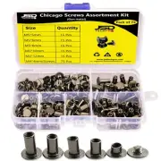 JSDTECHPRO Chicago Screws for Leather Assorted Kit - 5 Sizes Gun Metal