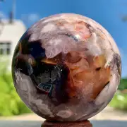 322G Natural Sakura Flower Agate QUARTZ Sphere Crystal Ball Healing