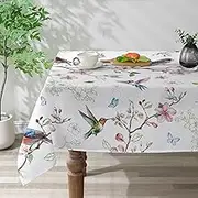 cusugbaso Spring Tablecloth 60x104 Inches for Rectangle Tables-Bird Floral Spring Decorations for Home - Water-Resistant Table Cloth Home, Party, Kitchen