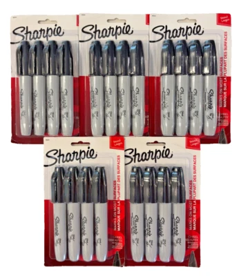 5 Pack Sharpie Permanent Markers Chisel Tip Black Pack of 4 EACH