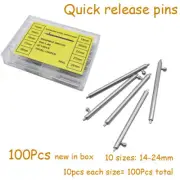 100Pcs Steel Watch Strap Quick Release Spring Bar Pins Repair Tool Pin 14-24mm