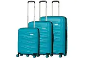 Delphin Wave Hardside 3 Piece Spinner Suitcase Set Turchese Blue