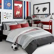 Comfort Spaces Twin XL Comforter Sets with Sheets - Bed in a Bag 6 Pieces Teen Bedding Sets Twin XL, Red and Grey Stripes Bedding Twin XL, College Twin XL Bed Set with 2 Side Pockets Bedroom Organizer