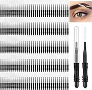 Vesici 200 Pcs Micro Eyebrow Brush with Cap, Multifunctional Brow Lamination Brush Eyelash Comb Lash Eyebrow Spoolie Lash Lift Mascara Tools for Eyelashes Extensions and Eyebrows(Black)