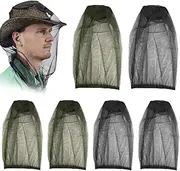 6 Pcs Midge Head Net, Breathable Face Netting Cover Midge Net Head Cover Fine Mesh Insect Netting Mosquito Head Net Anti Insect Midge Net for Outdoor Fishing Climbing Hiking Gardening, Black,
