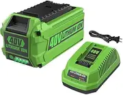 40V 6000mAh Replacement Lithium Battery & Charger for GreenWorks 29472 29462 Battery GreenWorks 40V G-MAX Power Tools 29252 20202 22262 25312 25322 20642 22272 27062 21242 (Not Compatible for Gen 1)