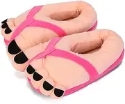 [Generic] Funny Big Toe Cartoon Slippers for Men and Women - Pink Winter Warm Non-Slip House Shoes, Novelty Silly Slippers, Indoor Outdoor, Fun Slippers for Adults, Unique Gift Idea, Pink, One Size Women/One