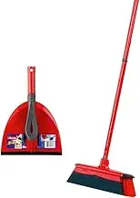 Vileda DuActiva Broom with 3-Piece Handle and 2-in-1 Sweeping Set, Does Not Swirl Dust, Hand Brush & Dustpan, Broom with Micro Foam, Eco Packaging, Medium
