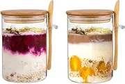 2-Pack 16oz Glass Overnight Oats Jars with Lids - Versatile Meal Prep Containers for Oatmeal, Chia Pudding, Yogurt, Salad, and Cereal - Convenient Glass Meal Prep Containers