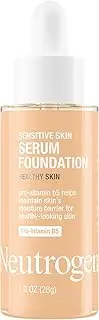 Neutrogena Healthy Skin Sensitive Skin Serum Foundation with Pro-Vitamin B5, Color Correcting & Pore Minimizing Liquid Foundation & Face Serum, Buildable Coverage, Light/Medium 01, 1 oz