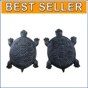 Set of 2 Cast Iron Turtle Stepping Stones with Verdigris Finish - Garden Decor