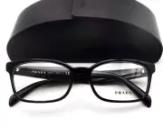 PRADA Eyeglasses VPR 18T 1AB-101 Black Frames Gold Hinges Clear Lens 53-16-140
