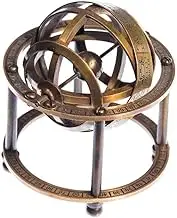 Humaira Nautical Brass Armillary Sphere with Stand, 9 cm High - Steampunk, Pirate or Vintage Decoration