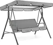 Swing Canopy Replacement, Sunproof Patio Swing Cover Outdoor, Waterproof Oxford Cloth Porch Seat Cushion for 3 Seat Outdoor Garden Yard Chair, Grey-