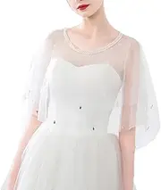 [generic] Wedding Capes Soft Tulle Shawls and Wraps Double-layer Bridesmaid Capelet Shrug Shawls for Formal Party Evening