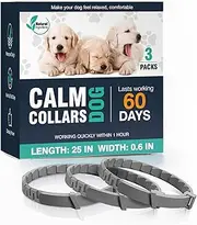 3 Packs Calming Collar for Dogs, Anxiety Relief Pheromone Calming Collars Up to 60 Days Efficient Relieve Stress&Relax for Small Medium Large Dog Comfortable Collar Breakaway Design Gray 25 Inches