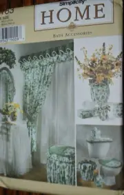 SIMPLICITY PATTERN S7183 HOME DECORATING CURTAINS SINK HAMPER WASTEBASKET COVERS