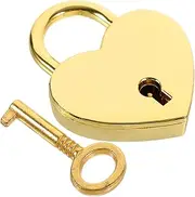 DOITOOL Heart Lock Hanging Luggage Lock Backpack Padlocks Small Suitcase Locks Small Padlocks with Keys Small Locks Bag Hanging Lock Luggage Locks Wishing Lock Chest Lock Golden Zinc Alloy