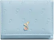 [kuifang] Girls Cute Wallet, Small Tri-folded Aesthetic Wallet, Purse Cash Pocket Card Holder ID Window Purse for Women, Blue, Casual