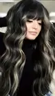 Brand new synthetic black with blonde highlights Wavy wig With Fringe