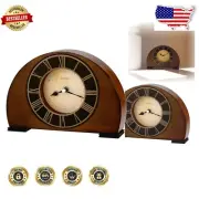 Antique Walnut Finish Analog Clock with Protective Glass Lens & Roman Numerals