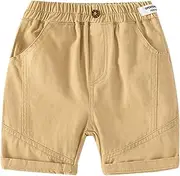 [Ikevan] Toddler Boys Pull On Shorts Soild Sports Shorts Jogger Shorts Workout Cargo Pants Shorts Kids Casual