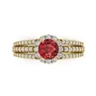 1.76Ct Round Cut Natural Garnet Gold Halo Engagement Promise Statement Ring