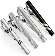 [KUHBDIE] Men's Classic Business Tie Clip Set Creative Silver Fashion Tie Clip Black Men
