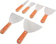 TEHAUX 6 Pcs Handle Putty Knife Portable Blades Trowel Tool for Wall Scraping Polished Scraper for Home Decoration and Repair Easy to Carry and Use