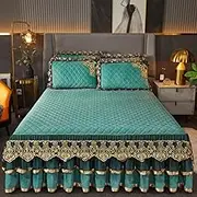 FSNEODYV Bedspread Set, Bed Skirt Bedspread,Bedskirt Ruffle Full Size Bed, Elastic Bed Wrap Ruffle Bed Skirt King Size, 3 Piece Set(I,180x220CM/71x87in)