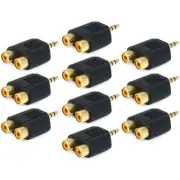 10 Pcs 3.5mm 1/8" TRS Stereo Male to 2 RCA Female Y Splitter Audio Adapter Gold