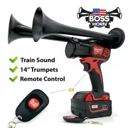 Milwaukee Impact Drill M18 Train Horn + Remote Control and 14" Black Trumpets