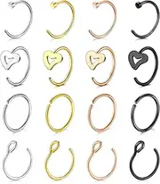 [LAURITAMI] Fake Nose Rings Faux Septum Peircing Non Pierced Clip On Nose Earrings Hoops Jewelry Stainless Steel 20G 18G 16G