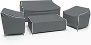 Gasadar Patio Furniture Cover 4-Piece Set, Heavy Dut 600D Outdoor Furniture Cover Waterproof for Lawn Patio Chairs, Loveseat and Coffe table, Grey