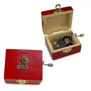 Small Silent Night Wooden Music Box with Gramophone. Unique Christian Gifts