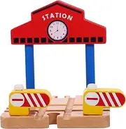 HONMEET Wooden Train Station Platform DIY Railway Building Accessory for Imaginative Play Lightweight Educational Model for Creative Train Track Scenes