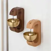 Shopkeepers Bell For Door Opening, Magnetic Attached Wood Doorbell Golden Decorative Entry Door Chime With Brass Bell-d Light brown beech
