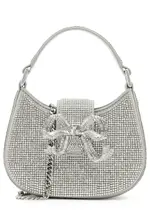 Self-portrait Crescent Bow Micro Suede top Handle bag - Silver One Size