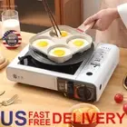 4 Hole Omelet Pan W/ Lid Wooden Handle Non-Stick Egg Burger Pancake Maker New