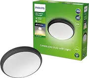 Philips LED Doris Outdoor Ceiling Light 6W [Warm White - Black] Water Resistant IP54, for Garden, Patio and Terrace Lighting.