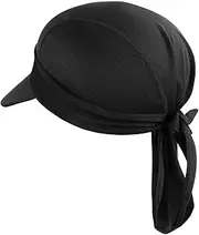 [OhMill] Skull Cap Bandana Caps Cycling Caps Running Hat Mens Durag Cap Motor Bike Helmet Bandana Headband with Sun Visor