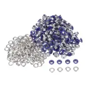 Grommets Kit 200set-4mm 1/6" Hole Metal Eyelets Grommet Tool,Dark Blue