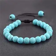 [IBOWZ] Crystal Bracelet Bead Bracelets Charm Bracelets for Womens, 7 Chakra Natural Stones Beads Turquoise Bangle Adjustable Jewelry Elastic Yoga Blue Bracelets Unlimited Charm Diffuser Women Men G