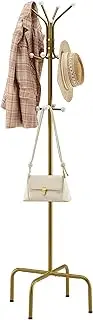 Hoctieon Coat Rack Freestanding, Entryway Coat Rack With 12 Hooks, Coat Hanger Stand, Floor Standing Metal Coat Tree,Coat Rack Stand, Heavy Duty Coat Racks, Coat Tree Freestanding, Gold