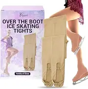 [Kami-So] Over The Boot Figure Skating Tights | Soft, Stretchy Bamboo Leggings for Women & Girls | Cozy Tan Boot Covers