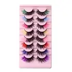 8 Pair Colored Lashes False Eyelashes Wispy Faux Mink Lashes Long Colored