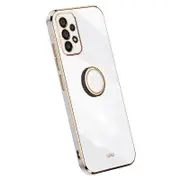 For Samsung Galaxy A33 5G Phone Cover Electroplating Golden Edge TPU Phone Case with Ring Kickstand