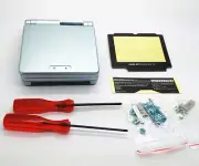 GBA SP Game Boy Advance SP Housing Shell GLASS Screen Lens Pearl Blue USA!